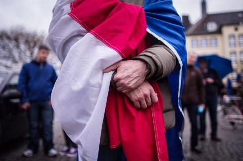 flag and hands